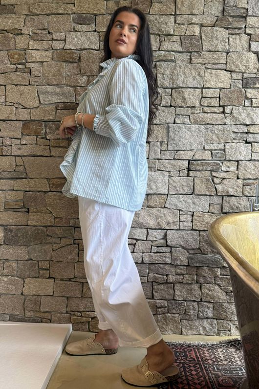 Nantucket Ruffle Blouse Soft Sage